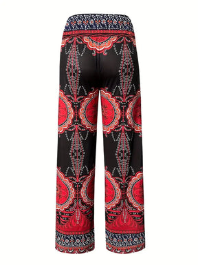 BioBlüte® - FestivalRed EthnoPrint Leisure Elegance Trousers