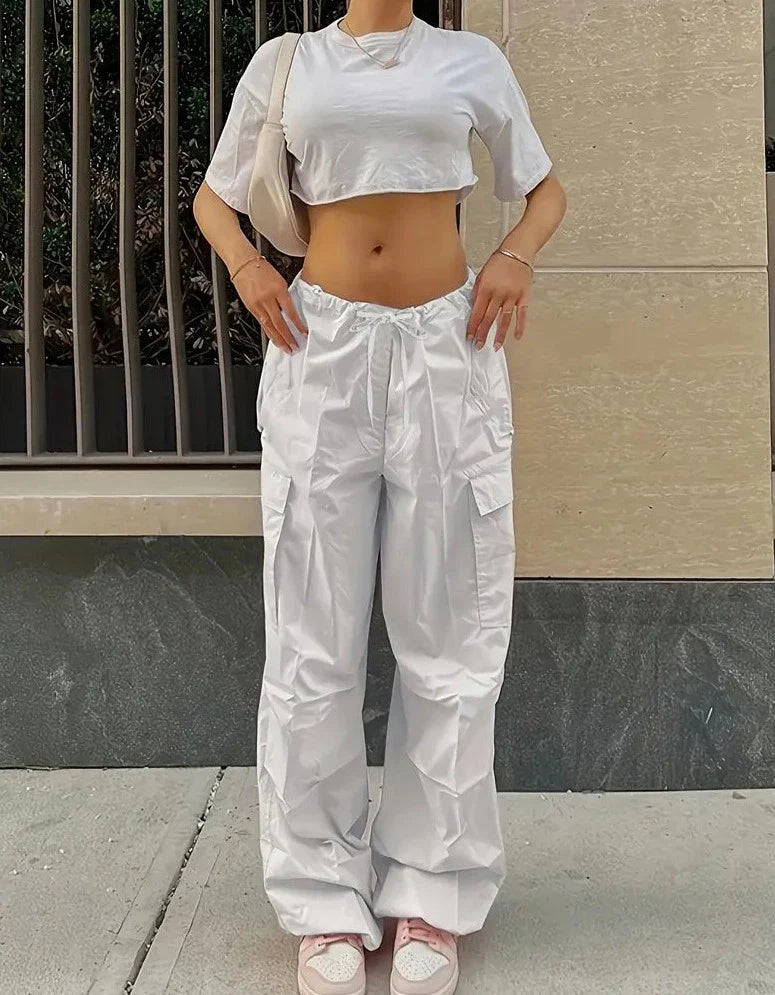 BioBlüte® - White Airy Elegance Streetstyle Palazzo Pants