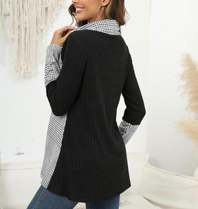 StrickSinn® - Chic long-sleeved houndstooth top