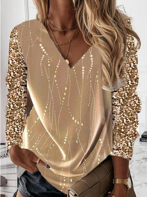 FallStil® - Golden Goddess V-neck long sleeve top