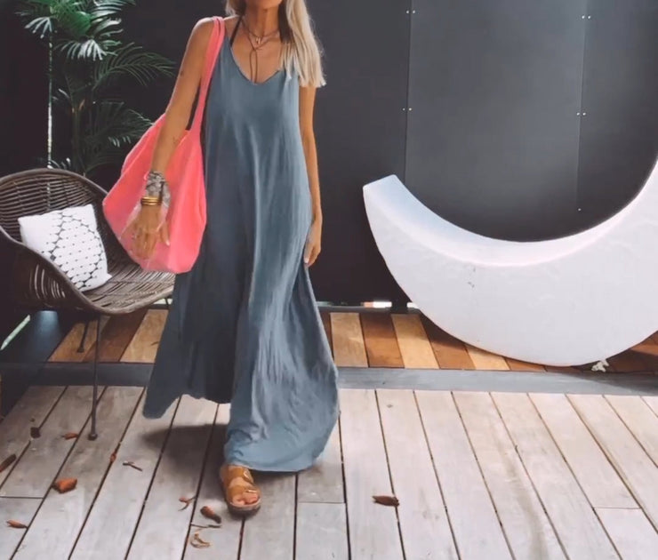 BlütenBliss® - Baggy sleeveless plain maxi dress