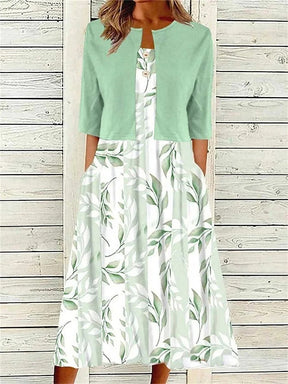 BlütenBliss® - Green midi dress with side pockets