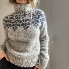 Celestial® - Cozy print sweater with high neckline