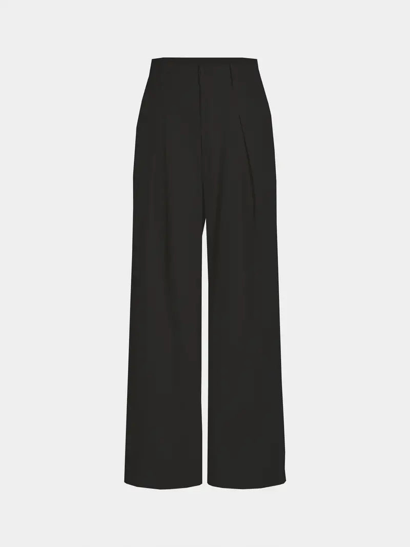 BioBlüte® - Black Elegant Wide-cut Office Trousers