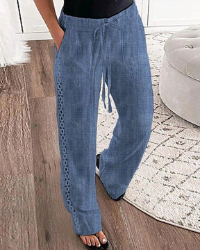 HerbstTrend® - Blaue einfarbige Seitentaschen-Hose