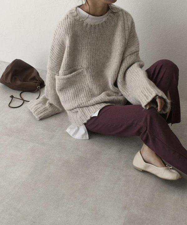 FallStil® - Oversize sweater with ivory pocket front