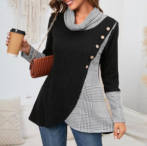 StrickSinn® - Chic long-sleeved houndstooth top