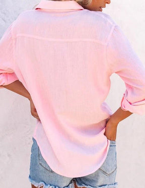 Monci® - Pink long-sleeved shirt with oversized shoulder straps