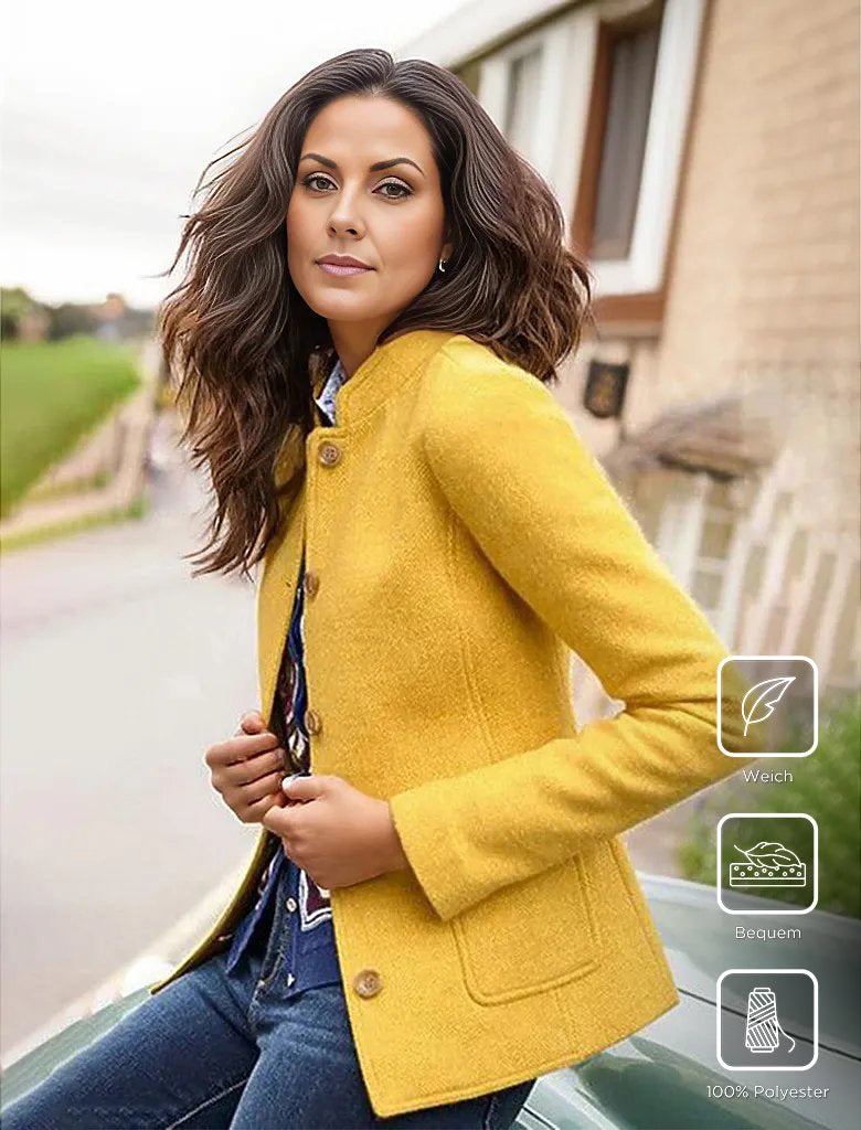 WinterTrend® - Yellow plain cardigan with long sleeves