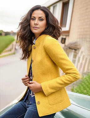 WinterTrend® - Yellow plain cardigan with long sleeves