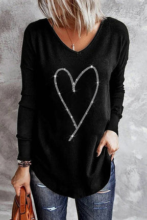 FallStil® - Bedazzle Heart Halo V-Neck Top