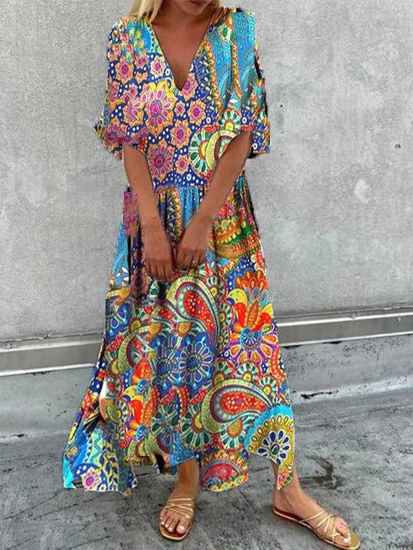 BMC® - Retro Festival Psychedelic Paisley Maxi Dress