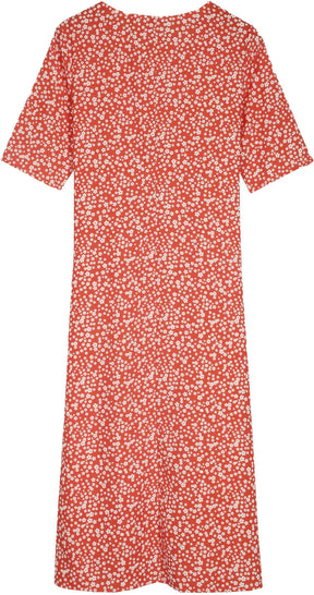 BioBlüte® - Blütenrausch a red midi dress with floral details