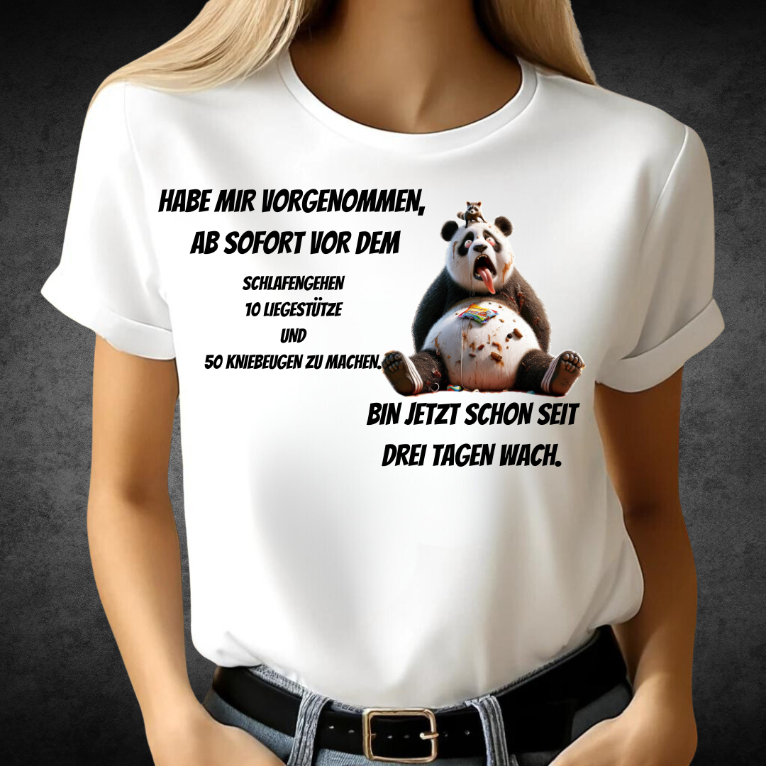 Panda Fitness Shirt | Humorvolles T-Shirt für Fitness-Fans | Lustige Wintermode | Statement Shirt für Frauen