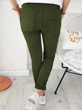 BioBlüte® - Olive-Leisure lace-up Relax-Fit trousers