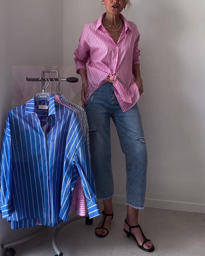 StripeElegance Shirt Pink