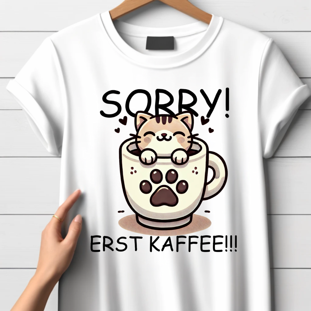 Entzückendes Katzen-Shirt | Lustiges Kaffeeliebhaber Design | Perfektes Winter-Outfit | Statement Shirt für Frauen