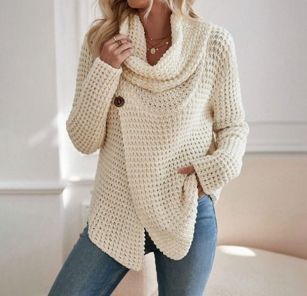 HerbstTrend® - Beige plain sweater with high neckline