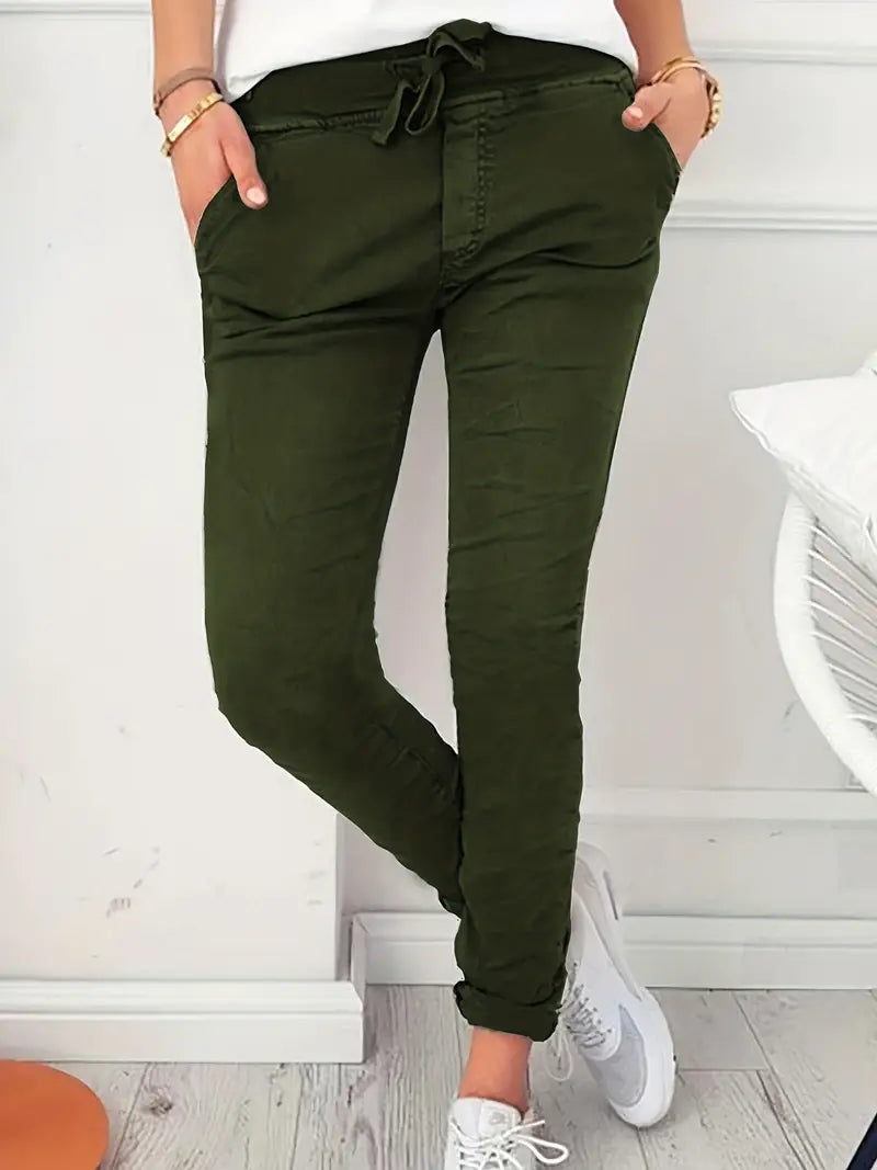 BioBlüte® - Olive-Leisure lace-up Relax-Fit trousers