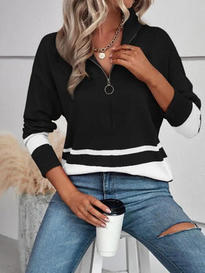 Lovja® - Comfortable black color block sweater