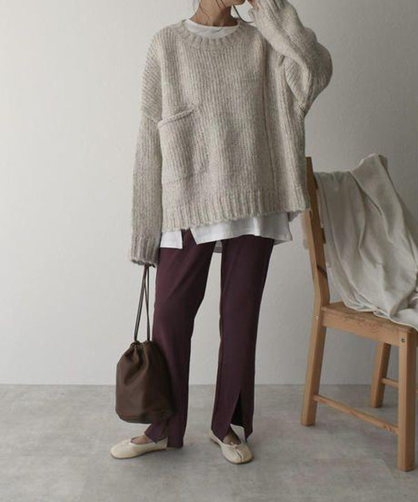 FallStil® - Oversize sweater with ivory pocket front