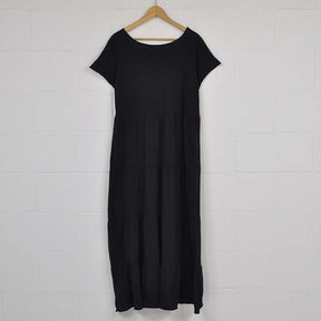 SpringStil® - Plain basic maxi dress with short sleeves