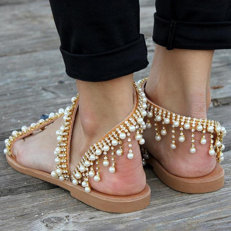 BioBlüte® - Pearl Dance Casual sandal with artificial pearls