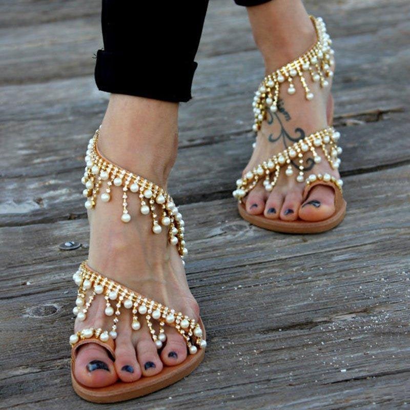 BioBlüte® - Pearl Dance Casual sandal with artificial pearls