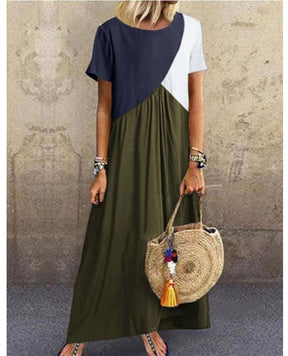 Purewear®- Patchwork green long maxi dress