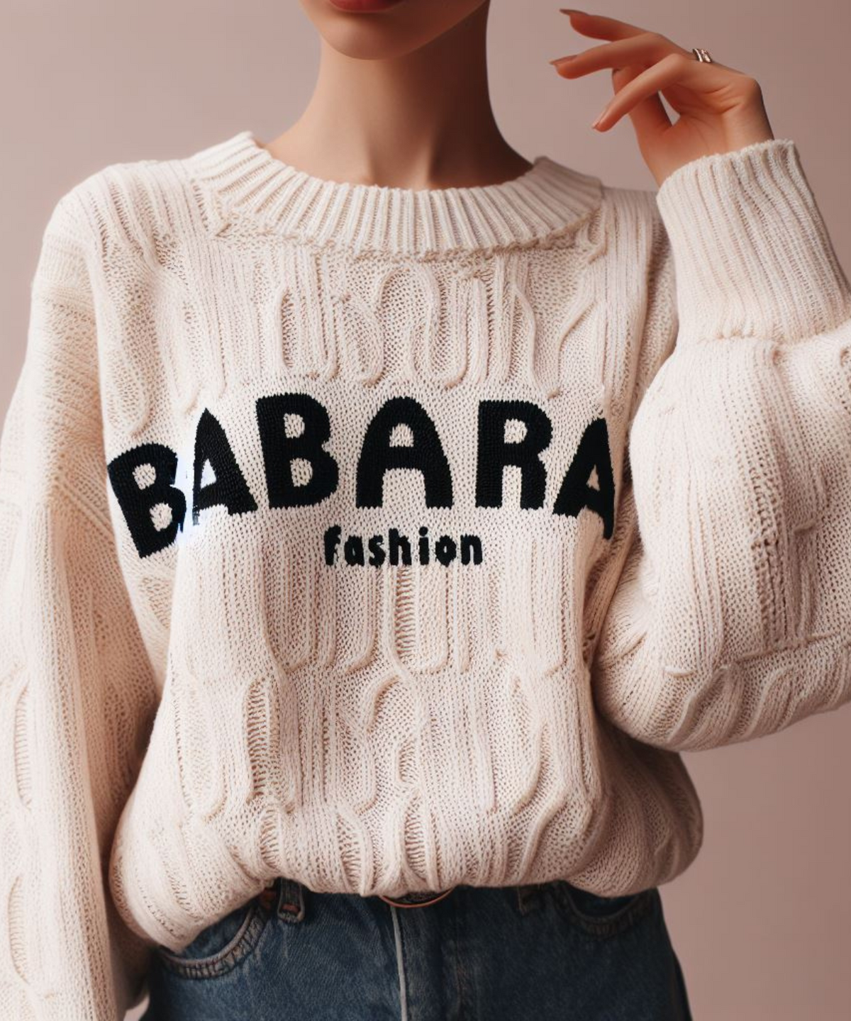 BabaraFashion® - Dynamic oversized sweater in elegant white