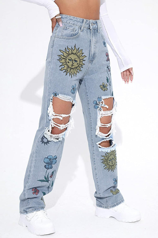 Vintage graphic denim ripped