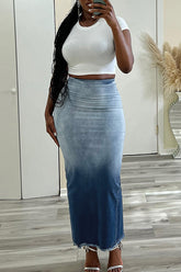 Denim gradient fashion skirt