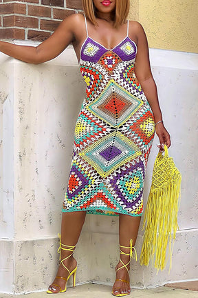 Playful crochet flattering dress