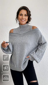 Even&amp;Vil® - Comfortable plain sweater with long sleeves and round neck