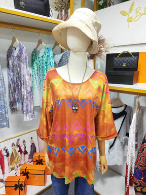 FallStil® - Colorful tunic top with Aztec print and half-length sleeves