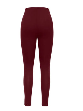 BioBlüte® - High-Waist Gloss Red Button Detail Elegance Trousers