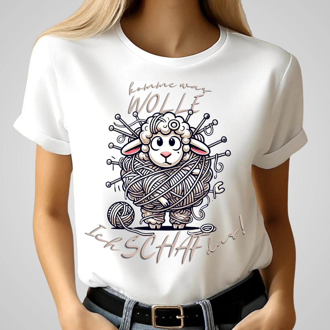 Komme was WOLLE | Lustiges Strick-Shirt | Humorvolles Schaf-Design | Statement T-Shirt für den Winter