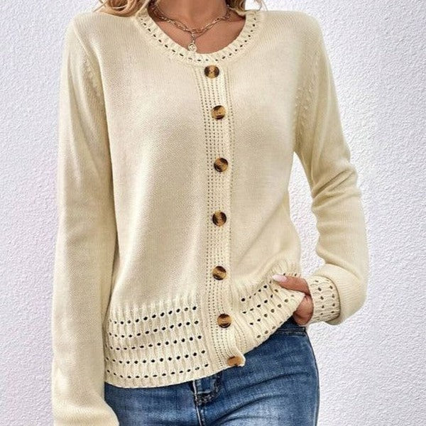 HerbstTrend® - Apricot-colored plain sweater with round neck