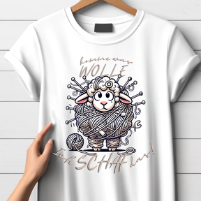 Komme was WOLLE | Lustiges Strick-Shirt | Humorvolles Schaf-Design | Statement T-Shirt für den Winter