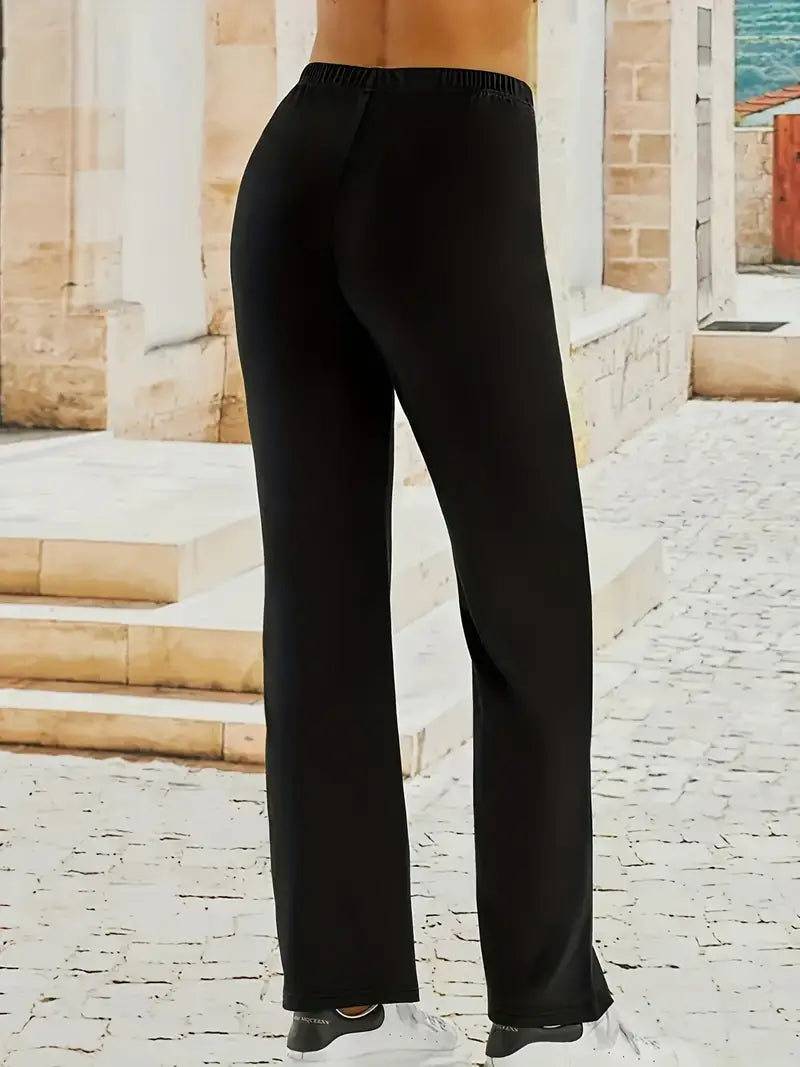 BioBlüte® - "Black Elegant Flared-Fit Stretch Pants"