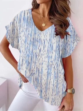 FallStil® - Blue short sleeve V-neck top 