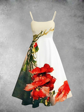 BlütenBliss® - Two-piece dress with poppy art for women