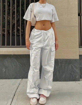 BioBlüte® - White Airy Elegance Streetstyle Palazzo Pants