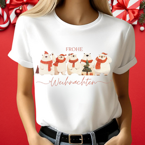 Frohe Weihnachten Shirt | Lustiges Eisbär-Design | Weihnachts-T-Shirt für Damen | Statement Shirt für die Winterzeit