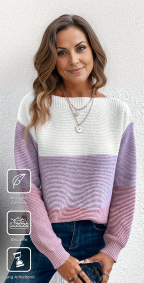 HerbstTrend® - Purple Color Block Long Sleeve Sweater