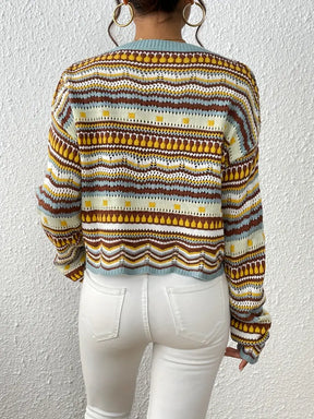 Reunification® - Sweater with eyelet knit and ethnic print