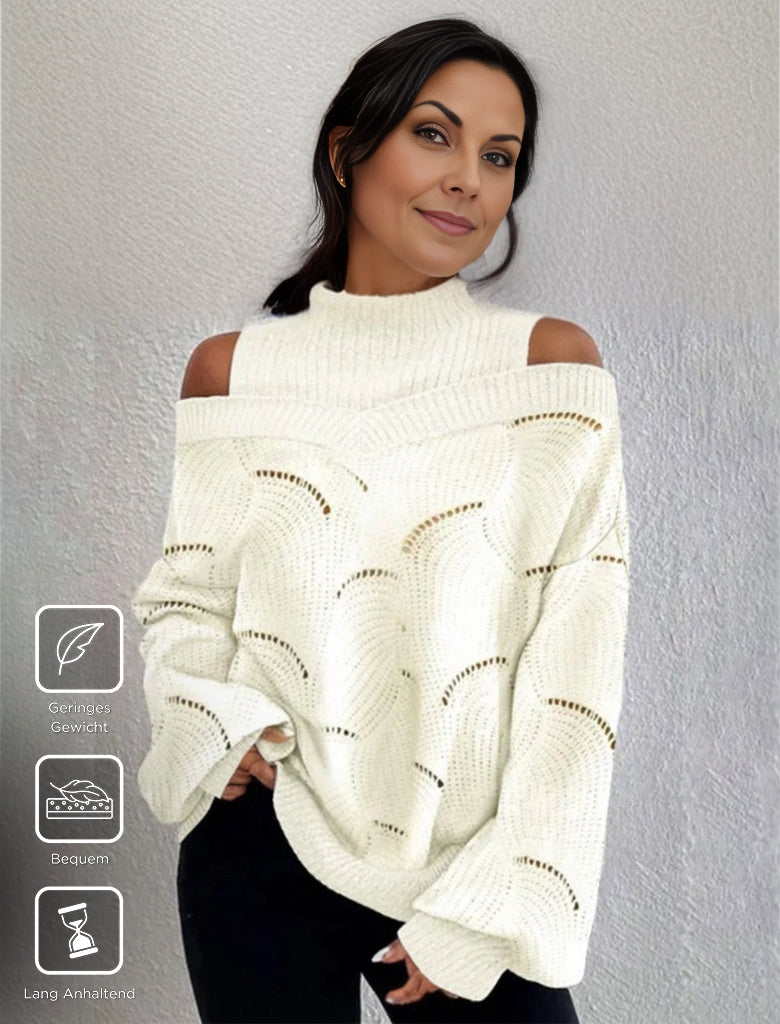 HerbstTrend® - White sweater with cold shoulders