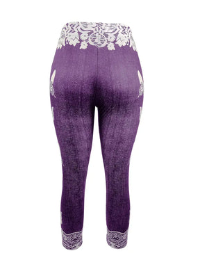 BioBlüte® - Purple Butterfly Lace Summer Capri Jeans