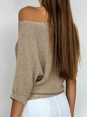 FallStil® - Gold-coloured plain sweater with round neck