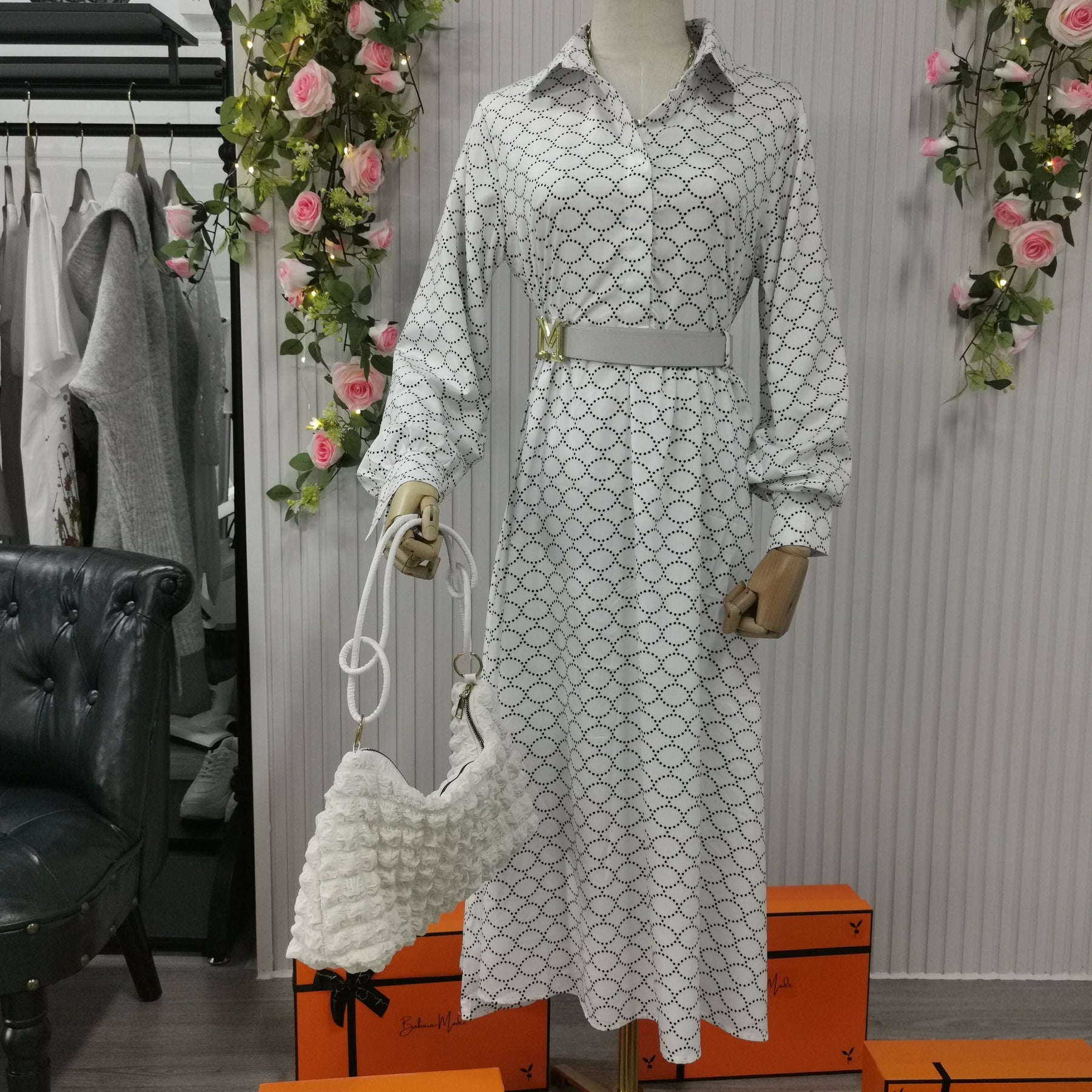 PureWear® - Casual long sleeve white maxi dress